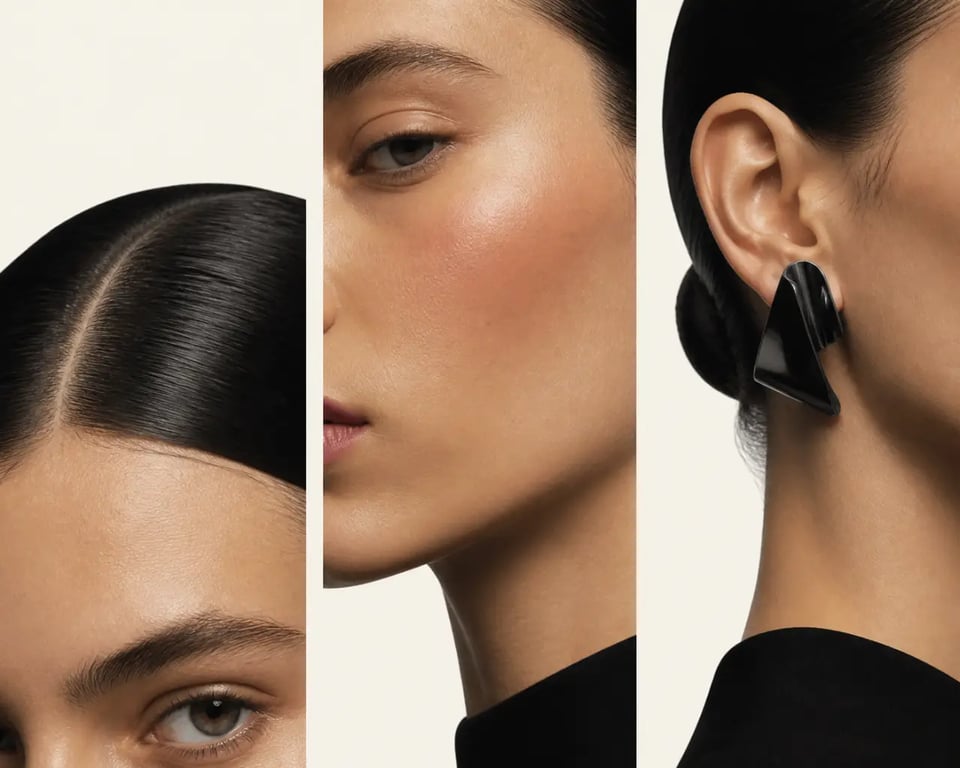 Mode & Beauté : inspirations de détail personnel avec raie plaquée, blush lumineux et bijou fort